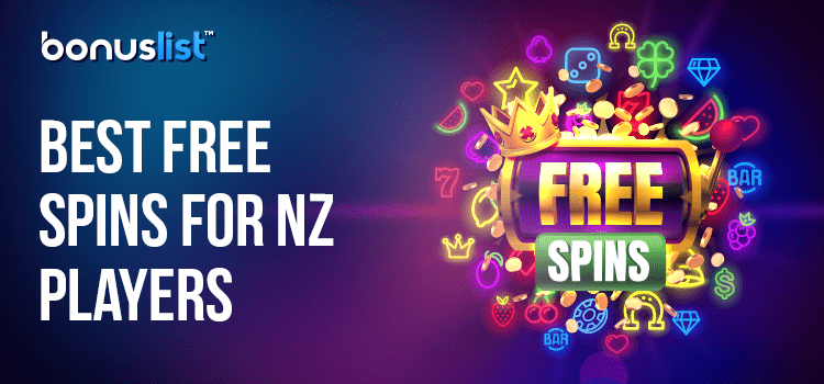 A golden free spin slot reel with different gaming items for the Best NZ Online Casinos with Free Spins No Deposit Bonuses