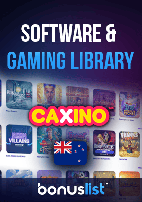 Available games and software in Caxino Casino are displayed