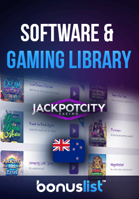 Available games and software in Jackpot City Casino are displayed
