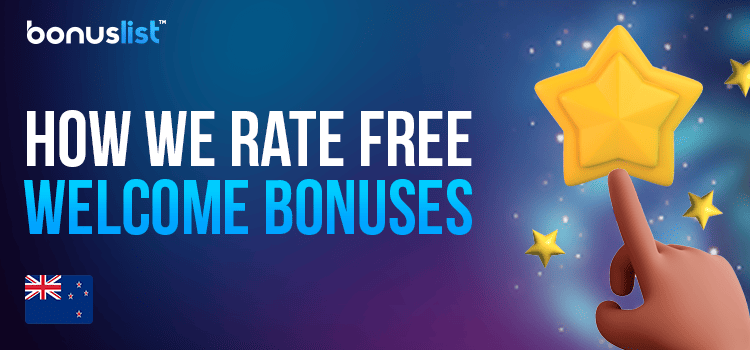 A hand is pointing to some stars explains how do we rate free welcome bonuses