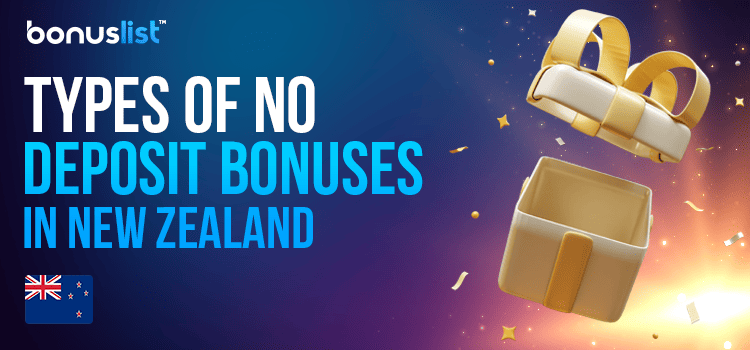 A gift box with some birthday poppers for different types of no deposit bonuses in NZ