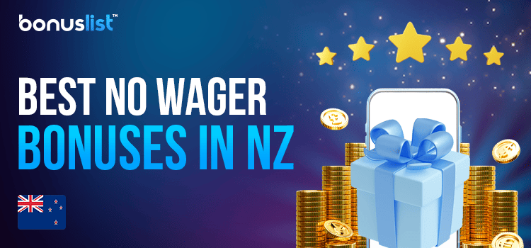 A gift box with a lot of gold coins and a cellphone in background for the best no wager bonuses in new zealand