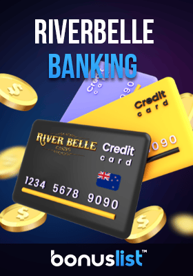 Credit cards and coins for banking options in River Belle Casino