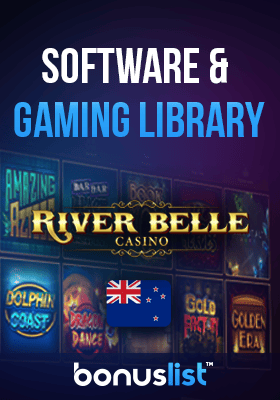 Available games and software in River Belle Casino are displayed