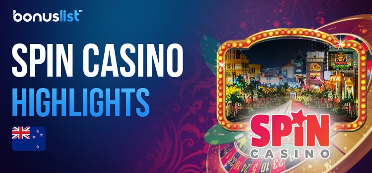 Different casino gaming items and the logo of SpinCasino represent the casino's feature