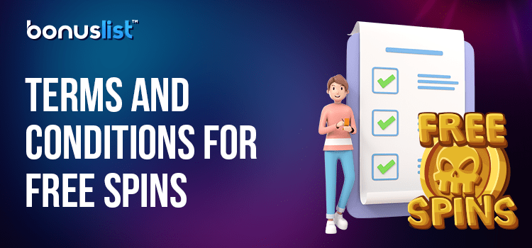 A girl with a checklist for free spins bonuses terms and conditions